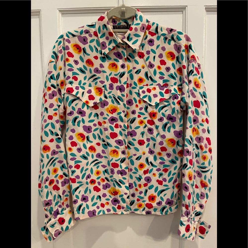 Vintage Flower print button down shirt